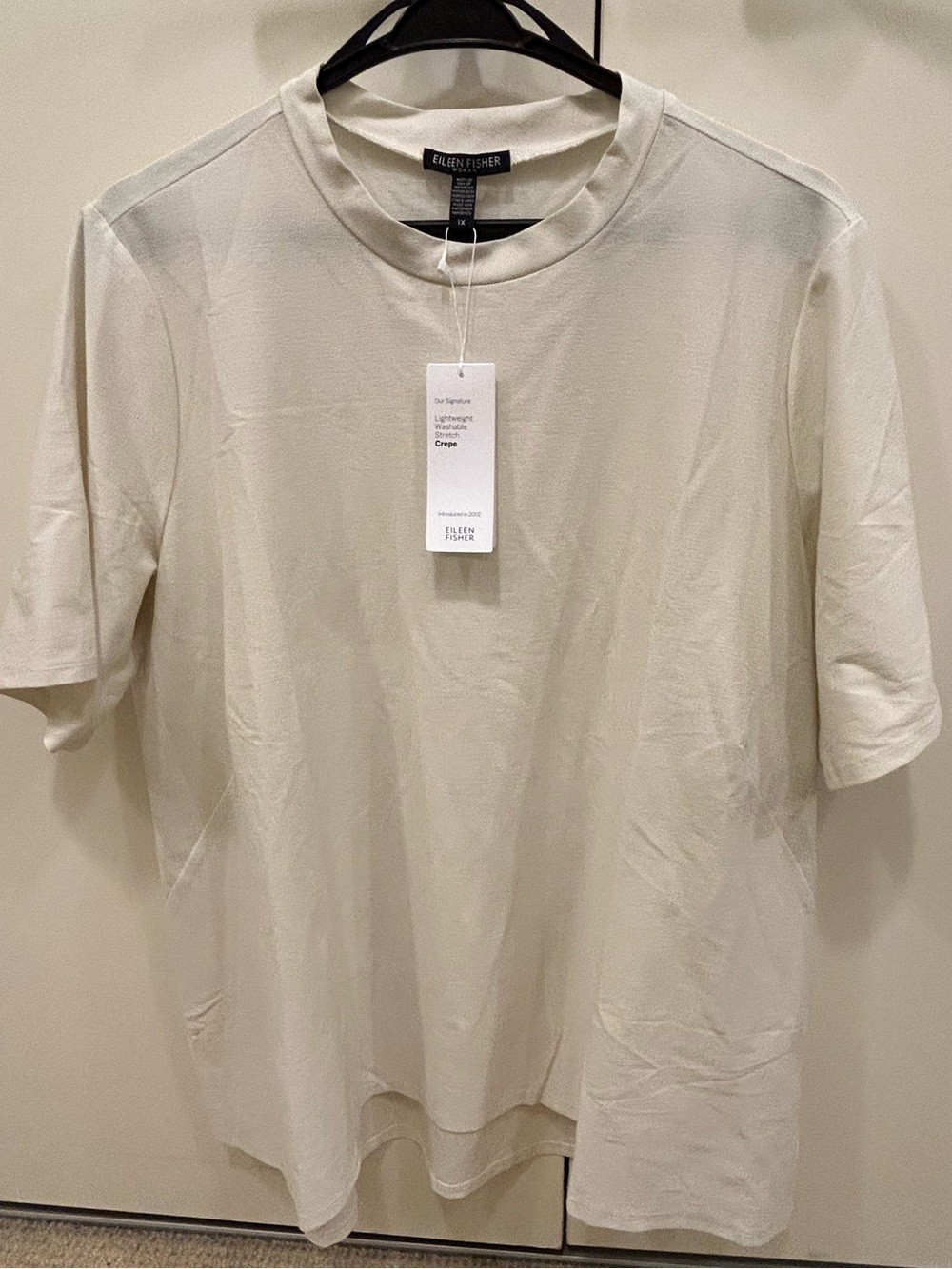 EILEEN FISHER classic lightweight washable stretch bone crepe pullover top XL